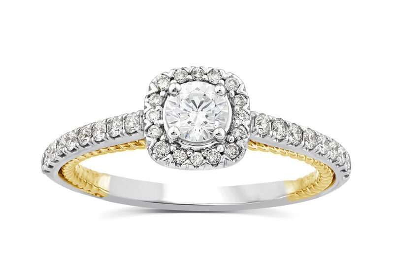 Round Diamond 5/8ctw. Halo Engagement Ring in 14k Two Tone Gold image number null